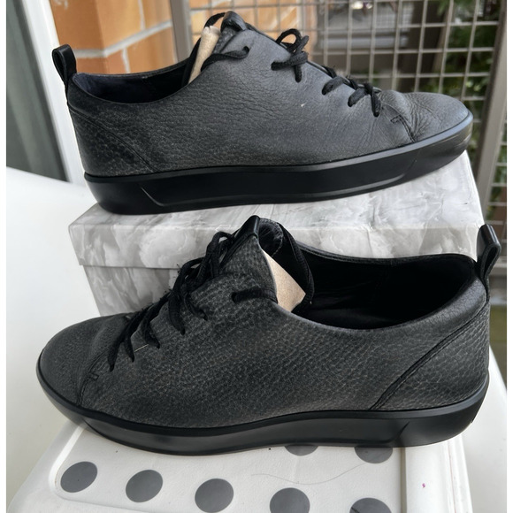 Men\'s ECCO Soft comfort Gray Leather textured lace up Sneakers Sz-42 US 8.75 main image 9